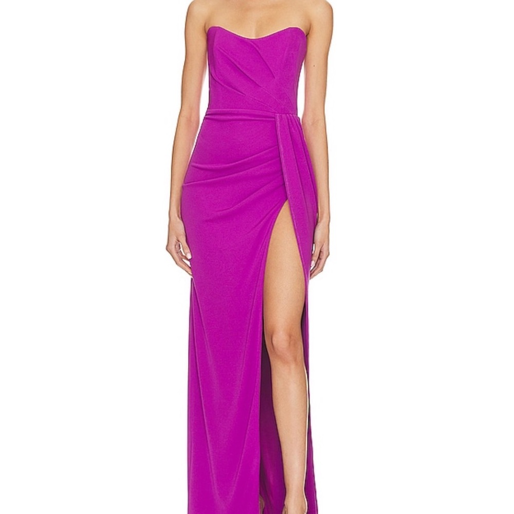 Katie May Strapless Magenta Prom Gown
